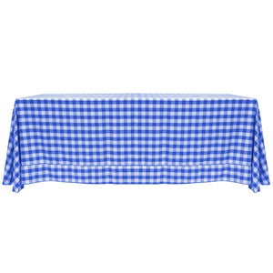 Royal / White 90" x 132" Rectangular Poly Check Tablecloth - Premier Table Linens - PTL 