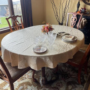 Saxony damask table linen, fall tablecloth