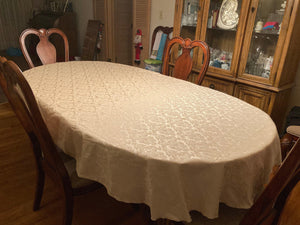 Large oval table cloth, sanxony damask tablecloth 