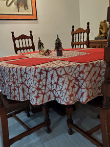 Shibori oval tablecloth, Christmas table cloth
