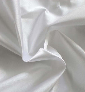 Silver 14' x 39" Poly Knit Satin Table Skirt Shirred Pleat - Premier Table Linens - PTL 