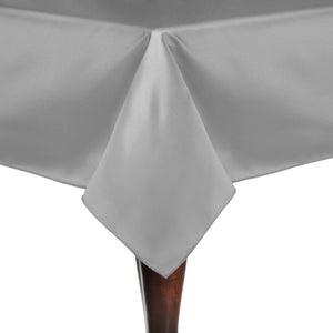 Silver 90" x 90" Square Duchess Satin Tablecloth - Premier Table Linens - PTL 