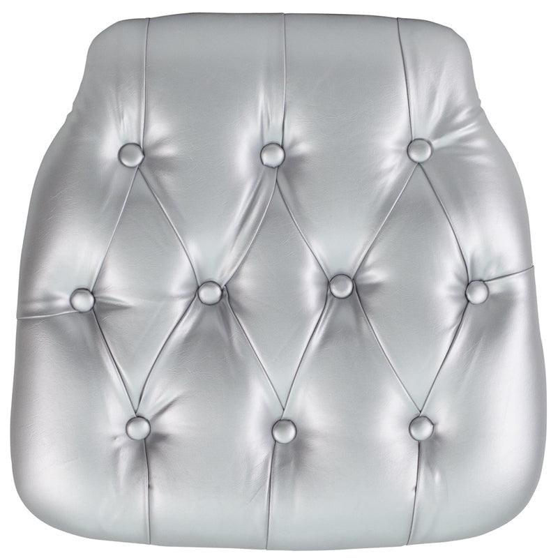 Silver Tufted Vinyl Chiavari Chair Cushion - Hard, 1.5