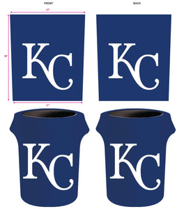 Mock-ups of Blue trash can covers with white lettering for the Kansas City Royals MLB franchise