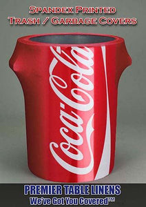 44 Gallon Custom Printed Spandex Trash Can Cover for Coke soft drink