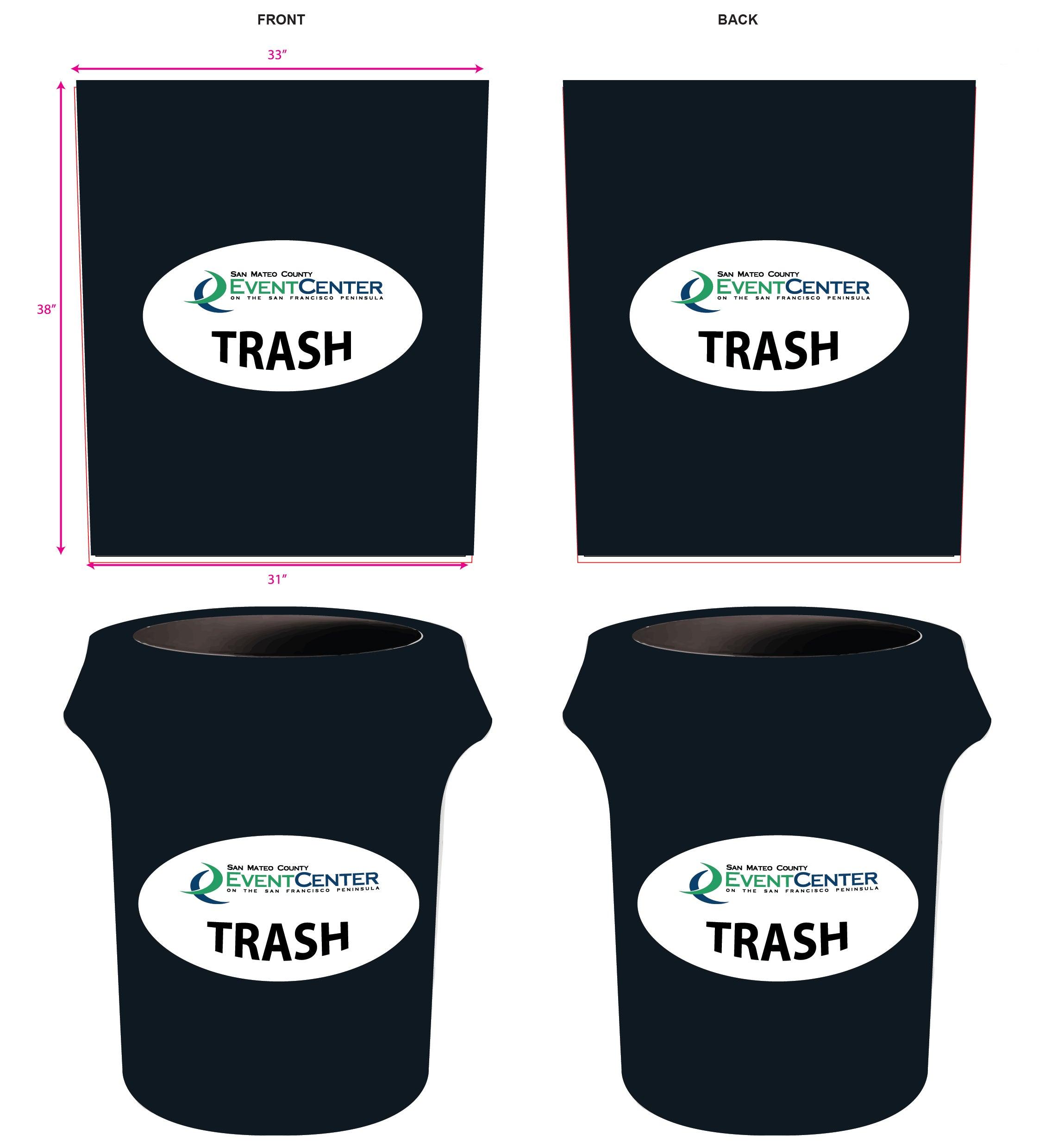 Kwik Trash Can Covers – Fitted – Elastic – Rebel Party Rentals