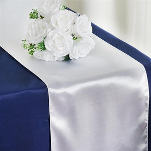 White 12" x 108" Satin Table Runner - Premier Table Linens - PTL 