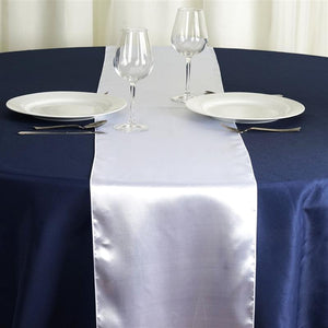 White 12" x 108" Satin Table Runner - Premier Table Linens - PTL 