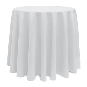 White 120" Round Poly Premier Tablecloth - Premier Table Linens - PTL 