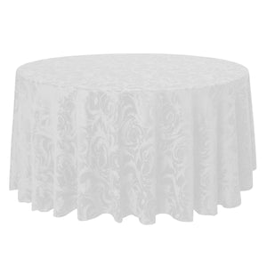 White 132" Round Melrose Damask Tablecloth - Premier Table Linens - PTL 