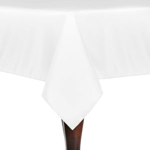 White 54" x 54" Square Poly Premier Tablecloth With Hem - Premier Table Linens - PTL 