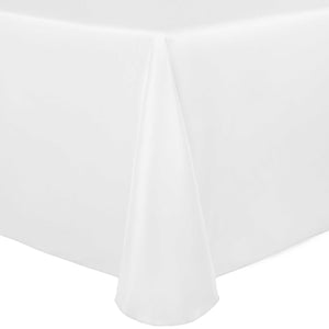 White 90" x 156" Rectangular Duchess Satin Tablecloth - Premier Table Linens - PTL 