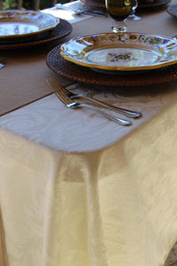 White 90" x 156" Rectangular Melrose Damask Tablecloth - Premier Table Linens - PTL 
