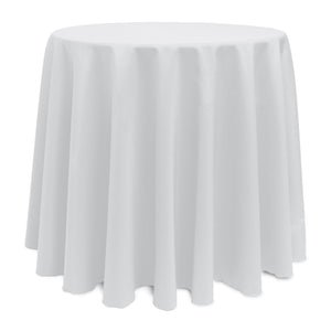 White 96" Round Poly Premier Tablecloth - Premier Table Linens - PTL 