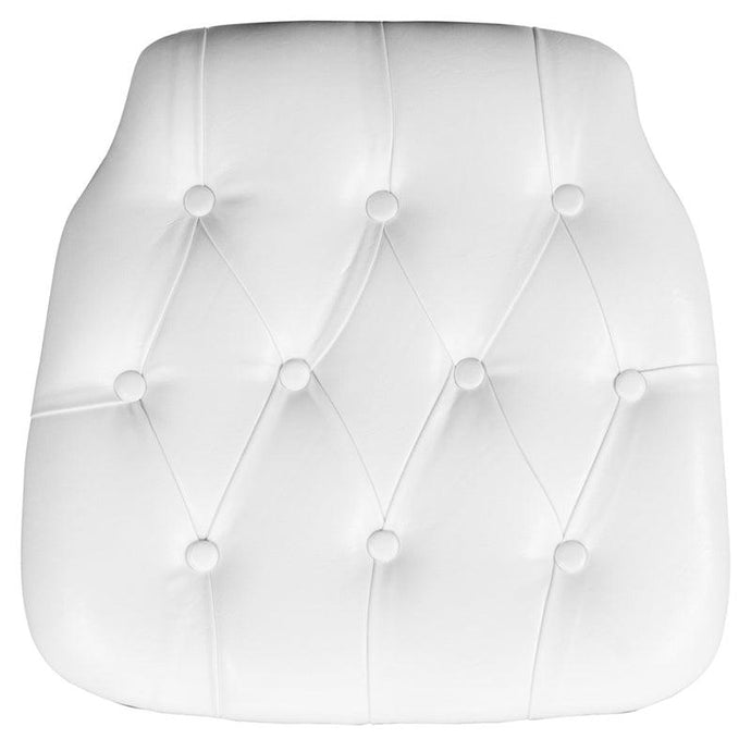 White Tufted Vinyl Chiavari Chair Cushion - Hard, 1.5