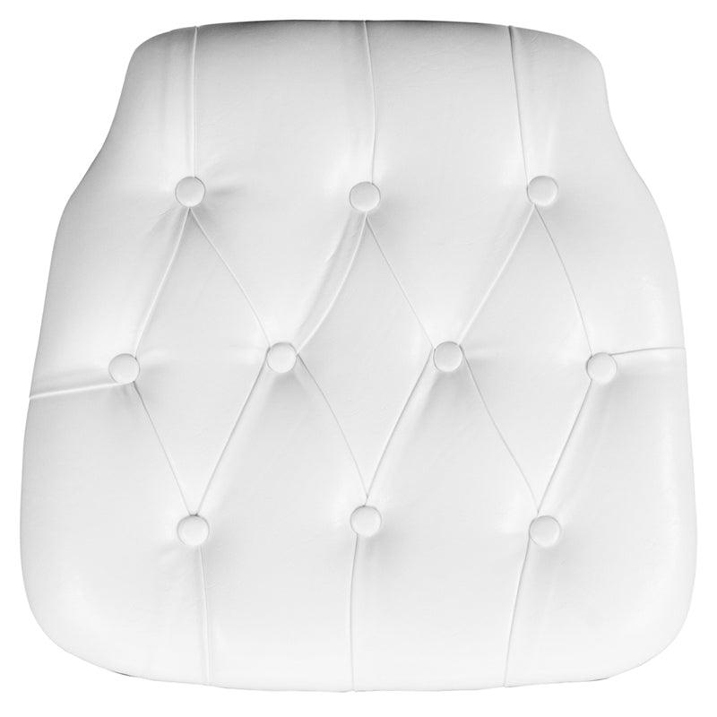 White Tufted Vinyl Chiavari Chair Cushion - Hard, 1.5