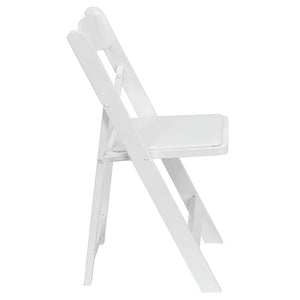 White Wood Folding Chair with Vinyl Padded Seat - Premier Table Linens - PTL 