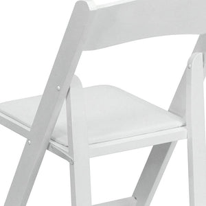 White Wood Folding Chair with Vinyl Padded Seat - Premier Table Linens - PTL 